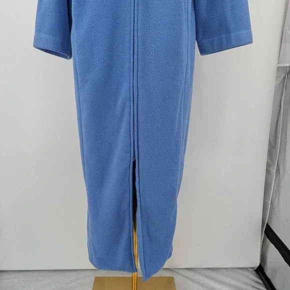 Boho Bob Mackie Wearable Art Peacock‎ Fleece Robe Sz. L Blue embroidered